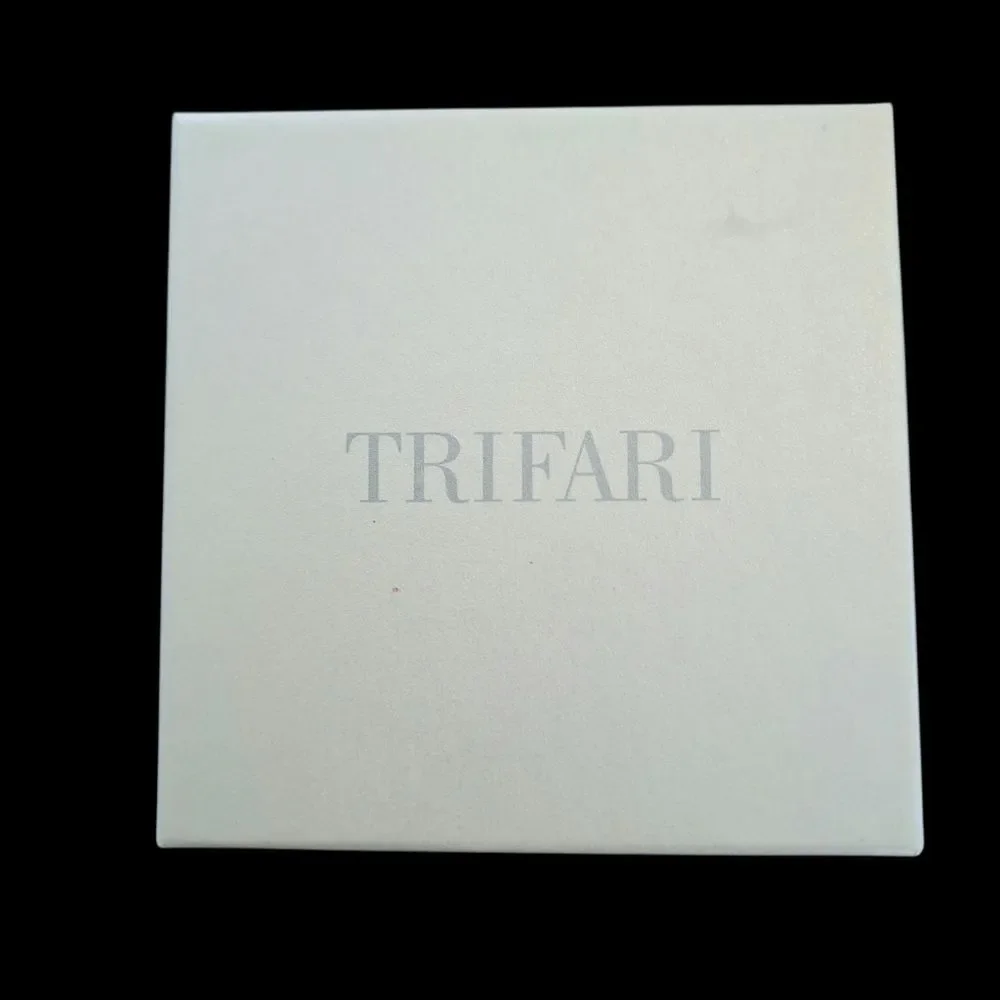 Trifari Circle Pendant Necklace Eternity Link Crystals on Goldtone Chain, Boxed